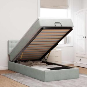 Struttura Letto Pouf con Materasso 90x200 cm in Velluto