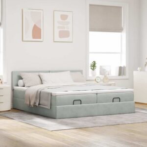 Struttura Letto Pouf con Materassi 180x200 cm Velluto