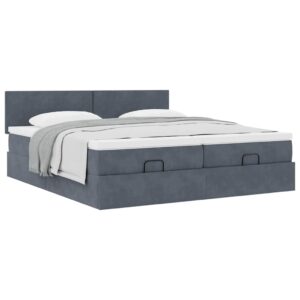 Struttura Letto Pouf con Materassi 200x200 cm Velluto