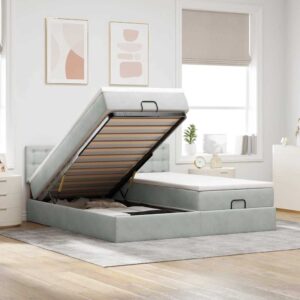 Struttura Letto Pouf con Materassi 180x200 cm Velluto