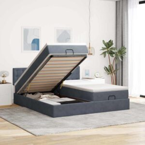 Struttura Letto Pouf con Materassi 200x200 cm Velluto