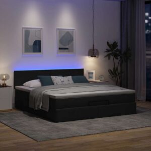 Struttura Letto Pouf con Materasso 160x200 cm in Tessuto