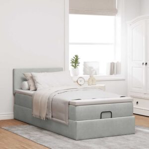 Struttura Letto Pouf con Materasso 90x200 cm in Velluto