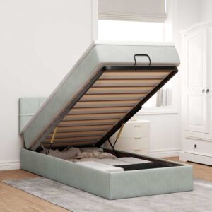 Struttura Letto Pouf con Materasso 90x200 cm in Velluto