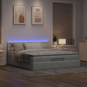 Struttura Letto Pouf con Materasso 160x200 cm in Velluto