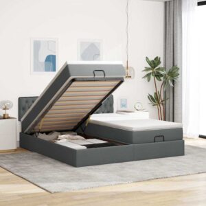 Struttura Letto Pouf con Materassi 200x200 cm in Tessuto