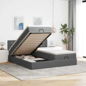 Struttura Letto Pouf con Materassi 200x200 cm in Tessuto