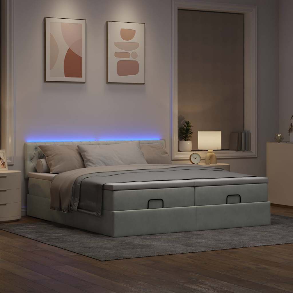 Struttura Letto Pouf con Materassi 180x200 cm Velluto