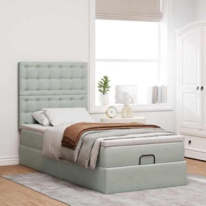 Struttura Letto Pouf con Materassi 90x200 cm in Velluto