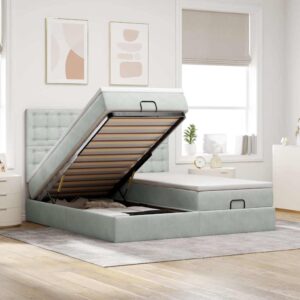 Struttura Letto Pouf con Materassi 180x200 cm Velluto