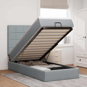 Struttura Letto Pouf con Materasso 100x200 cm in Tessuto