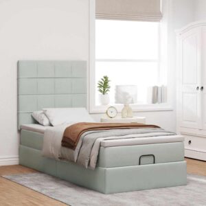 Struttura Letto Pouf con Materassi 90x200 cm in Velluto