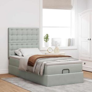 Struttura Letto Pouf con Materassi 90x200 cm in Velluto