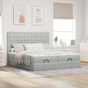 Struttura Letto Pouf con Materassi 180x200 cm Velluto
