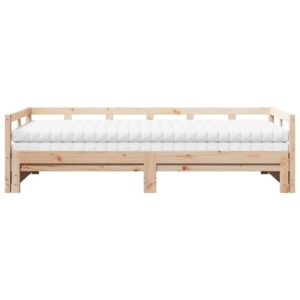 Divano Letto con Rotelle e Materasso 90x200 cm Massello di Pino