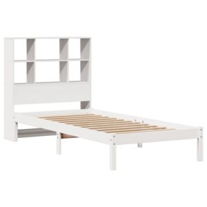 Letto Libreria senza Materasso Bianco 90x190 cm Massello Pino