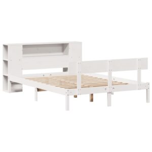 Letto Libreria senza Materasso Bianco 140x200 cm Legno di Pino