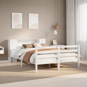 Letto Libreria senza Materasso Bianco 140x190 cm Legno di Pino
