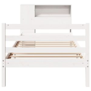 Letto Libreria senza Materasso Bianca 90x200 cm Legno di Pino