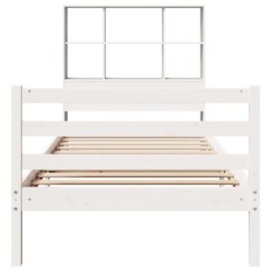 Letto Libreria senza Materasso Bianco 90x190 cm Massello Pino