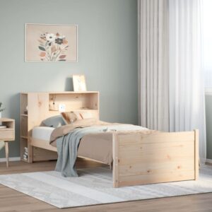 Letto Libreria senza Materasso 90x200 cm Legno Massello Pino