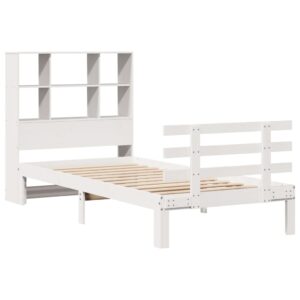 Letto Libreria senza Materasso Bianca 90x200 cm Legno di Pino