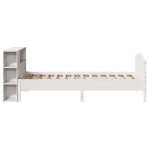 Letto Libreria senza Materasso Bianco 90x190 cm Massello Pino