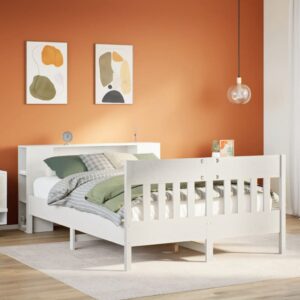 Letto Libreria senza Materasso Bianco 140x190 cm Legno di Pino