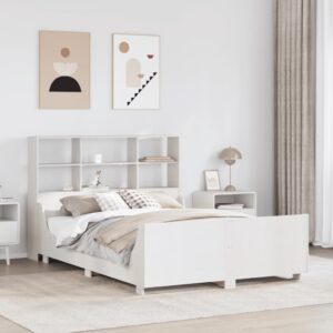 Letto Libreria senza Materasso Bianco 120x200 cm Legno Massello