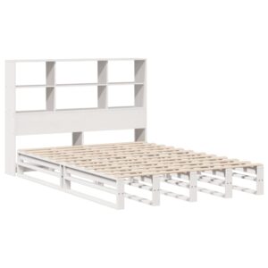 Letto Libreria senza Materasso Bianco 160x200 cm Legno Massello