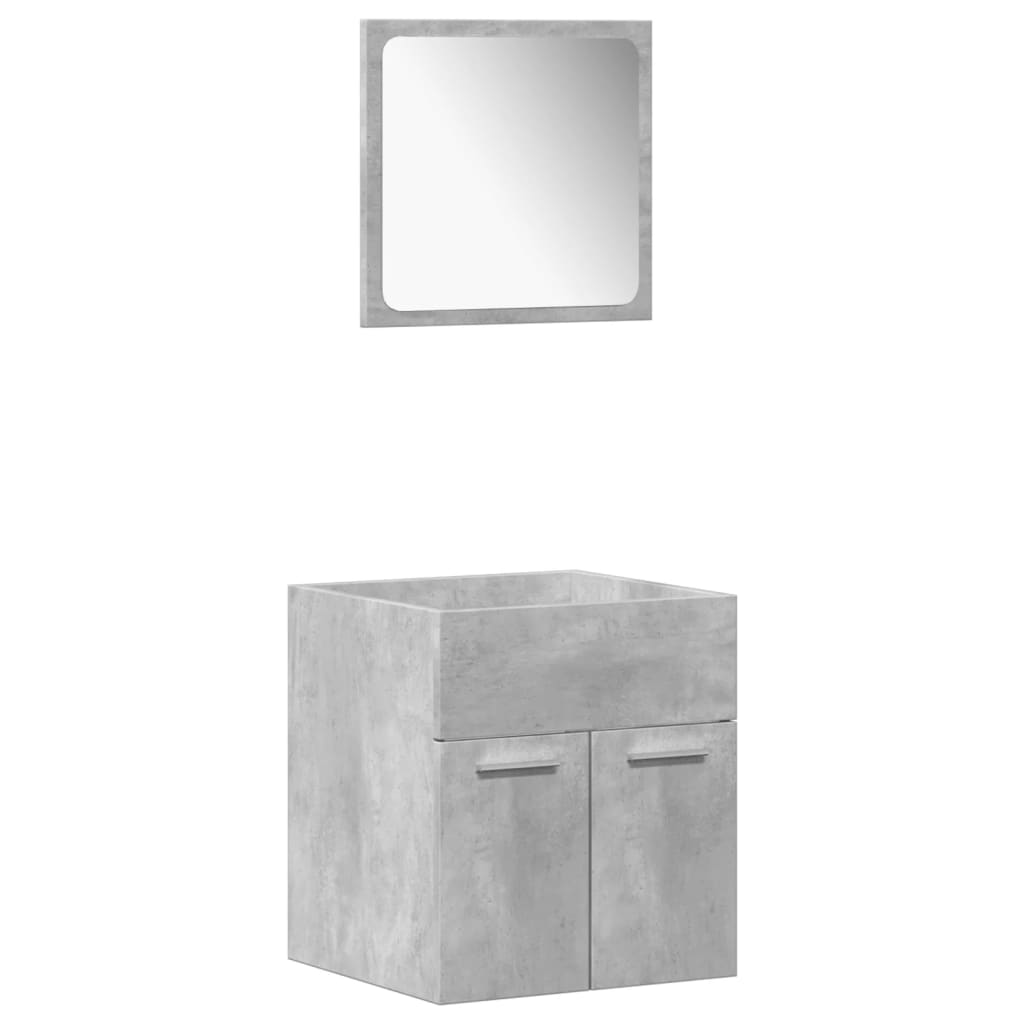 Set Mobili da Bagno 4 pz Grigio Cemento in Legno Multistrato