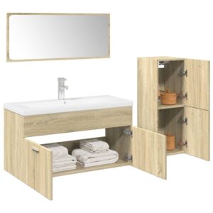 Set Mobili da Bagno 4 pz Rovere Sonoma in Legno Multistrato