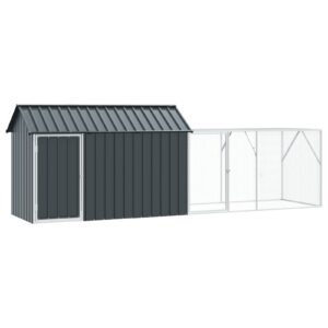 Aviario per Uccelli con Estensione Antracite 112x421x141 cm Acciaio