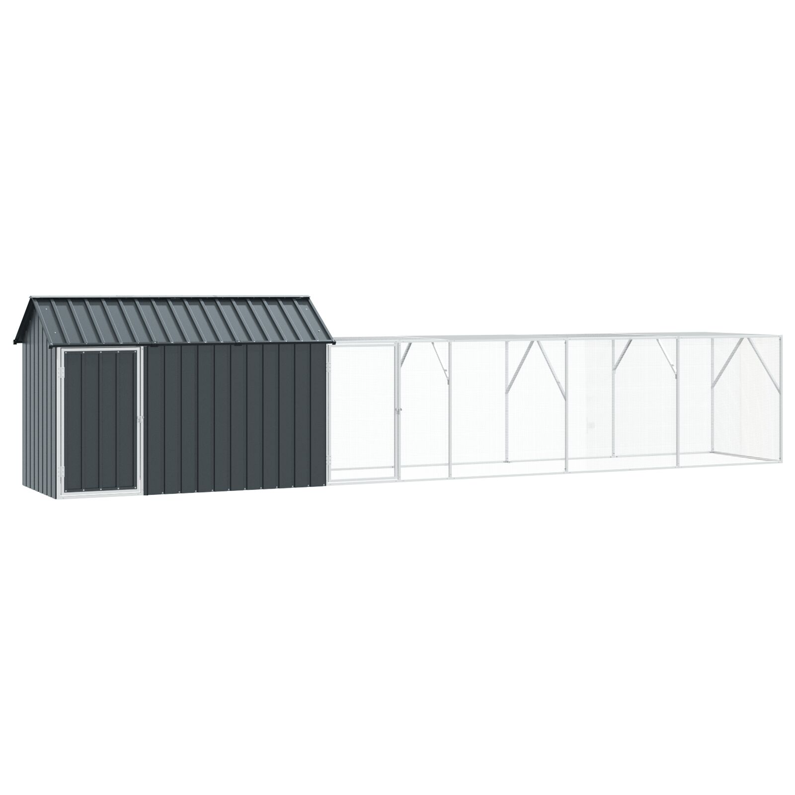Voliera per Uccelli con Estensione Antracite 112x619x141 cm Acciaio
