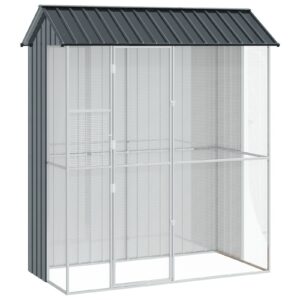 Voliera per Uccelli Antracite 215x110x247 cm in Acciaio