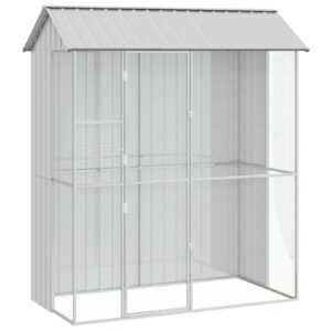 Aviario per Uccelli Grigio 215x110x247 cm Acciaio
