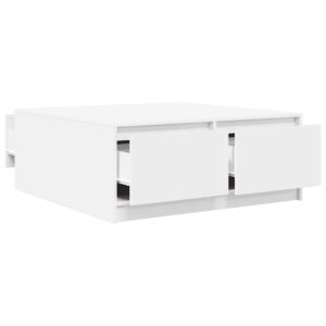 Tavolino da Salotto con Cassetti Bianco 100x100x40 cm