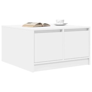 Tavolino da Salotto con Cassetti Bianco 70,5x70x40 cm