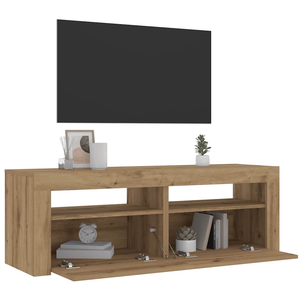 Comodini 2 pz con Luci LED Rovere Artigianale 60x35x40 cm