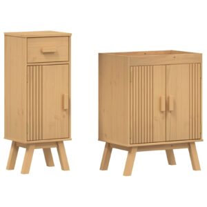 Set di mobili per bagno 2 pezzi in legno massello di pino