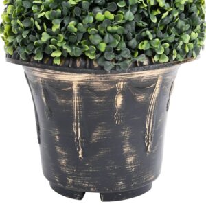 Pianta di Bosso Artificiale a Spirale con Vaso Verde 89 cm