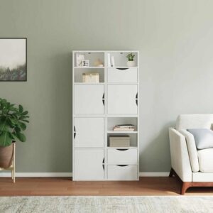 Armadietti Laterali 4 pz ODDA Bianco 40x24x79 cm Legno di Pino