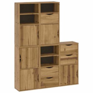 Armadietti Laterali 5 pz ODDA 40x24x79 cm Legno Massello Pino