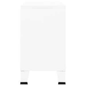 Credenza Bianca Industriale 105x35x62 cm in Metallo e Vetro