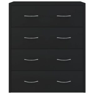 Credenza con 4 Cassetti 60x30,5x71 cm Nera