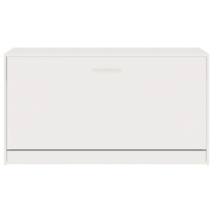 Panca Porta Scarpe Bianco Lucido 80x24x45 cm Legno Multistrato