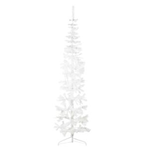 Albero Natale Artificiale Sottile a Metà Supporto Bianco 210 cm