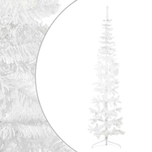 Albero Natale Artificiale Sottile a Metà Supporto Bianco 240 cm