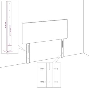 Testiera 2 pz Nera 80x5x78/88 cm in Tessuto