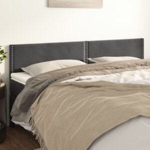 Testiera 2 pz Grigio Scuro 90x5x78/88 cm in Velluto
